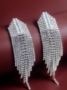 1pc Fashionable Rhinestone Earring For Women Exaggerated Party Wedding Jewelry Versatile Accessory - Yellow Gold - View 11