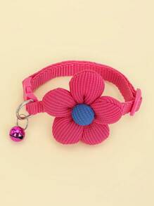 1pc 3d Flower & Bowknot Decor Pet Collar With Bell For Small Dogs And Cats, Pink - Multicolor - View 5
