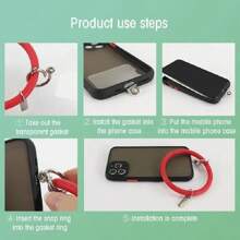 矽膠手環環形手鐲手機吊飾手機吊繩手機繫帶,適用於手機鑰匙扣防丟失手機繩 - 灰色 - 查看 9