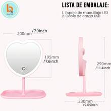 BUYTITI Espejo en forma de corazon con luz LED espejo cosmético HZJ-922 - Multicolor - Ver 3
