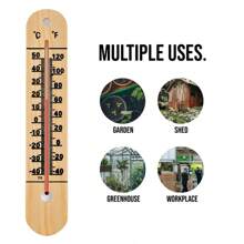 1 件高精準度木材溫度計,室內/室外,免電池,適用於辦公室、教室、客廳、溫室 - 黃色 - 查看 2