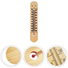 1 件高精準度木材溫度計,室內/室外,免電池,適用於辦公室、教室、客廳、溫室 - 黃色 - 查看 1