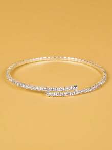 1條薄款鑲鑽女手鐲,日常配件 - 金色 - 查看 4