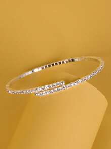 1條薄款鑲鑽女手鐲,日常配件 - 金色 - 查看 1