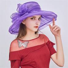 1pc Vintage Elegant Double Layer Organza Flower Detail Sun Hat With Foldable Brim For Women, Summer Bow - Multicolor - View 6