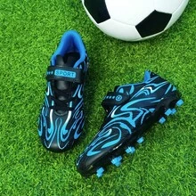 2024新款男童魔鬼氈防滑足球鞋，專業舒適戶外透氣練習和比賽足球鞋 - 藍色 - 查看 9