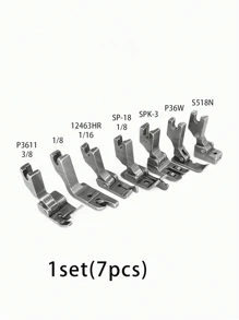（1 套 7 件）縫紉機壓腳套裝,包括 P3611 壓腳、帶軸承的 Spk-3 滾輪腳、皮革工作邊緣滾輪、縫紉機配件。 - 1套(7件) - 查看 11