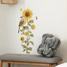 1張彩色手繪向日葵和鳥牆貼 - 彩色 - 查看 4