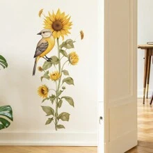 1張彩色手繪向日葵和鳥牆貼 - 彩色 - 查看 1
