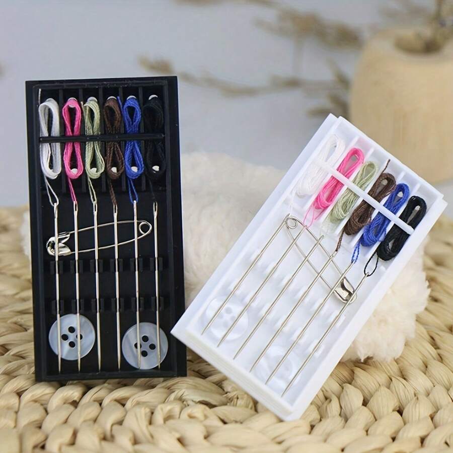 1入隨機色可攜式迷你針線包,內含一次性針線和線 - 彩色 - 查看 1
