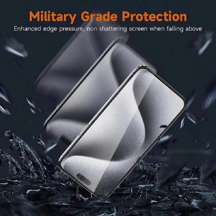 3合1反偷窺黑邊屏幕保護貼,9h強化玻璃鏡片,適用於iphone 6-15 Pro Max系列,防刮手機保護膜 - 無色 - 查看 3