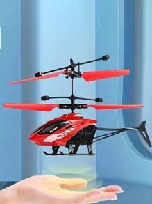 ELE-GATE Juguete Dron Helicóptero Vuelo de Inducción Control Sensor Recargable con Luz - Rojo - Ver 2