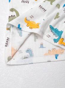 男孩夏季恐龍印花T恤和褲子睡衣 - 白色 - 查看 5