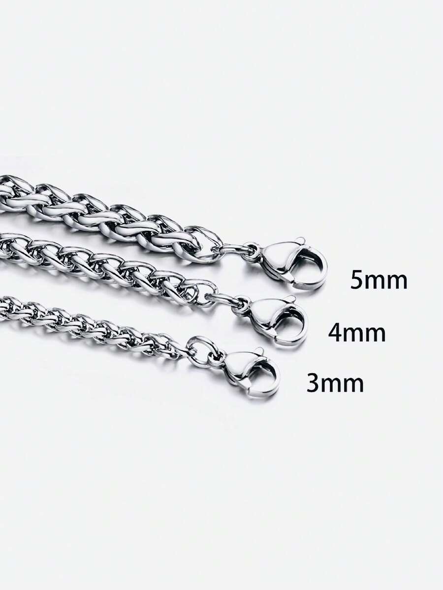 1 Vòng cổ lúa mì dành cho nam, Vòng cổ bằng thép không gỉ titan hình giỏ hoa, Phong cách Hip-Hop thời trang, Thích hợp để đeo hàng ngày và hẹn hò, Món quà tuyệt vời - Bạc - Xem 1