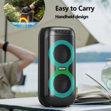 Remax Portable Wireless Speaker, Dual Speakers, Connection, Hifi Stereo, LED Colorful Lights, Wireless 5.3, Supports Microphone/AUX/USB/TF Card, Compatible With Home/Outdoor, Compatible With IOS/Android. - Black - View 1