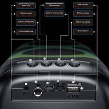 Remax Portable Wireless Speaker, Dual Speakers, Connection, Hifi Stereo, LED Colorful Lights, Wireless 5.3, Supports Microphone/AUX/USB/TF Card, Compatible With Home/Outdoor, Compatible With IOS/Android. - Black - View 4