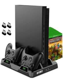 Base Ventilador Para X-box One X y S Con Soporte Carga 2 Controles - Negro - Ver 2