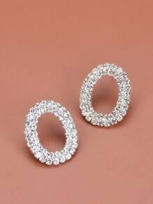 1 Coppia di orecchini di moda da donna decorati con strass a forma di cuore pieno, adatti per feste e uso quotidiano, San Valentino