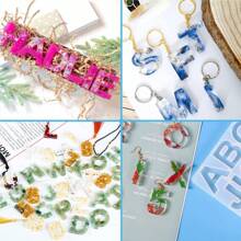 104入組硅膠樹脂字母,數字橡膠模具,鑰匙扣和珠寶製作橡膠模具,配有鑰匙扣和滴管,適用於製作鑰匙扣,門牌等 - 104件 - 查看 2