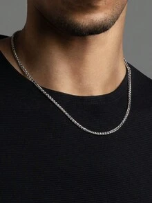 1 Vòng cổ lúa mì dành cho nam, Vòng cổ bằng thép không gỉ titan hình giỏ hoa, Phong cách Hip-Hop thời trang, Thích hợp để đeo hàng ngày và hẹn hò, Món quà tuyệt vời - Bạc - Xem 3