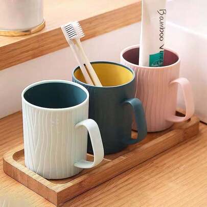 1 st flerfärgad sköljkopp i PP-material, tandborstekopp i nordisk stil, minimalistiskt tandborstehållarset för par, kreativ tandborstekopp för hemmabruk