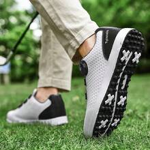 新款無釘高爾夫鞋,男士專業高爾夫球鞋46碼,高爾夫球手運動鞋豪華步行鞋 - 白色 - 查看 2