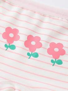 少女們的4入組甜美可愛卡通花紋印花短褲,四季皆宜