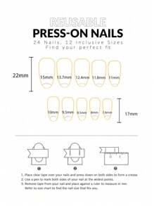 24入組短圓形指甲貼,配有粉色3d蝴蝶結和心形鑽石裝飾、粉色閃爍和漸變貼紙。每套附帶果凍膠1pc、指甲文件1pc。適用於派對、舞蹈或日常穿著,讓你的風格更上一層樓。 - 彩色 - 查看 5