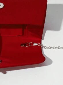 SIIZA Red Mini Hand Bag Sparkly Rhinestone Bow Decor Women Evening Bag With Chain For Party & Wedding, Perfect Valentine's Day Gift For Her, Best Valentine's Gift Choice Ever Valentines