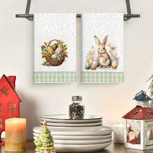 2pcs, Easter Kitchen Dish Towels, Easter Theme Easter Pad, Cleaning Stuff,Easter Decor, Kitchen Supplies - Multicolor - View 5