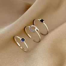 3pcs Vintage French Blue Minimalist Design Stackable Open Circle Ring Set - 3 Piece Set Of Plain Hoops - View 9
