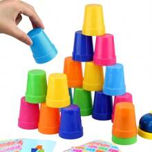 18pcs Speed Stacks Cup Game Set, Interactive Game For Focus And Logic Training, Stacking Cups Toy - Multicolor - View 4