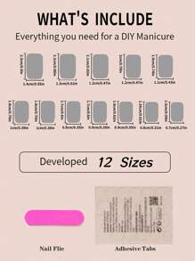 24入組光澤漸層粉白可佩戴長方形全覆蓋假指甲，適用於女性和女孩，附1片指甲磨光板和1片膠凝膠指甲貼，指甲用品 - 彩色 - 查看 6