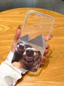1PC Funny Selfie Pattern Clear Tpu Full Cover Phone Case Compatible With IPhone Waterproof Shockproof Anti-Fall Scratch Resistant