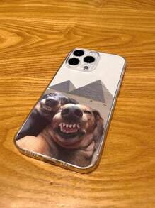 1PC Funny Selfie Pattern Clear Tpu Full Cover Phone Case Compatible With IPhone Waterproof Shockproof Anti-Fall Scratch Resistant