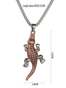 1pc Fashionable Crocodile Shaped Necklace, Unisex Streetwear Casual Jewelry - Crocodile - View 2