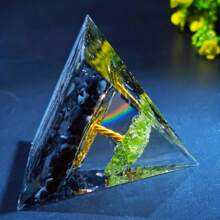 1個靈氣能量石英塔—配合七輪的平衡天然水晶冥想塔—治療樹脂工藝珠寶首飾飾品 - 彩色 - 查看 3