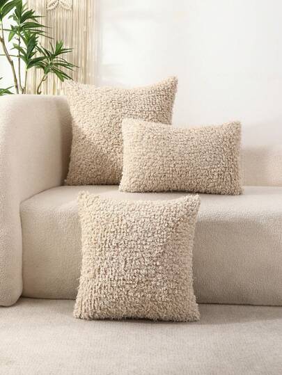 Miater 1pc Plain Colored Plush Pillowcase