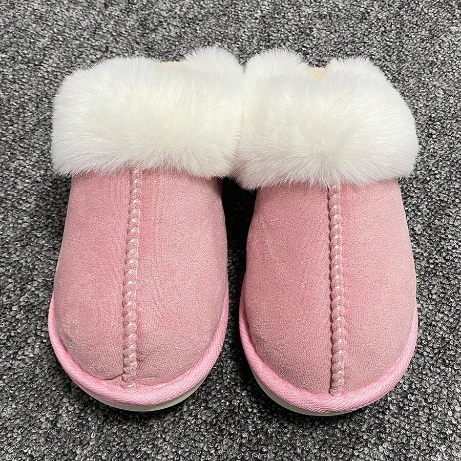 時尚、保暖、美觀的麂皮材質毛絨拖鞋