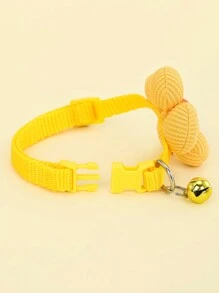1pc 3d Floral Bow Knot Pet Collar With Bell For Small Dogs And Cats, Yellow