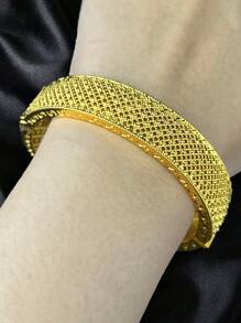 2件套非洲奢華女性手鐲,合金手鐲,阿拉伯風格24k鍍金串飾手鐲,尼日利亞婚禮新娘珠寶,迪拜母親節禮物,適合女士們日常佩戴