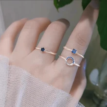 3pcs Vintage French Blue Minimalist Design Stackable Open Circle Ring Set - 3 Piece Set Of Plain Hoops - View 8