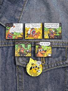 1 bucată This Is Fine Broșă drăguț smalț Pin desene animate Vopsea Insignă Accesorii pentru haine Fermec pentru geantă Artizanat Bijuterii pentru blugi Geantă Pălărie Guler Cămașă Cadouri de petrecere de Ziua Îndrăgostiților pentru bărbați și femei Dachshund Therian Ace drăguț Ace de rucsac