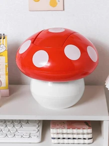 1pc Mushroom Shaped Trash Can, Creative Cartoon Desktop Storage Bin, Shake Head Kitchen Trash Can With Notepad, Multi-Functional Household Storage Container For Car Or Desk, Cute Desktop Garbage Bin - Red and White - View 3