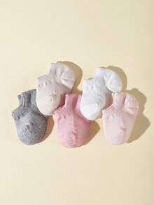 5雙春/夏實色網眼幼兒嬰兒船襪 - 彩色 - 查看 2