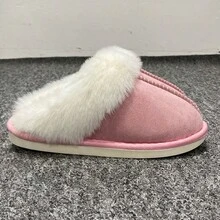 時尚、保暖、美觀的麂皮材質毛絨拖鞋