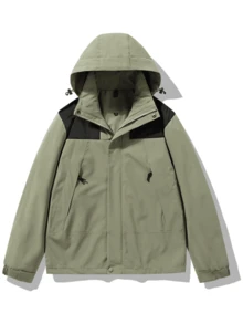 Nam Ngoài trời Chống gió Áo khoác Thích hợp Đối với Đi bộ du lịch , Có thể tháo rời Mũ Mùa Xuân - màu xanh lá - Xem 1