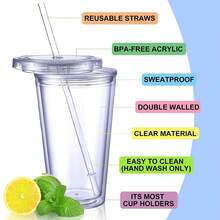 Meching Honey Bear稻草杯長稻草,3入組可擠壓治療和特殊需求輔助飲料容器,防漏防漏蓋 - 無色 - 查看 4