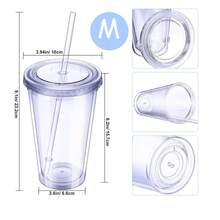 Meching Honey Bear稻草杯長稻草,3入組可擠壓治療和特殊需求輔助飲料容器,防漏防漏蓋 - 無色 - 查看 7