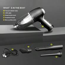 CascadeVac 迷你強力車用吸塵器,無線家用清潔器,手持式無線廚房吸塵器,具有吹風和吸塵功能,適用於清潔汽車內飾,家庭,廚房,鍵盤,沙發等 - 黑色 - 查看 5